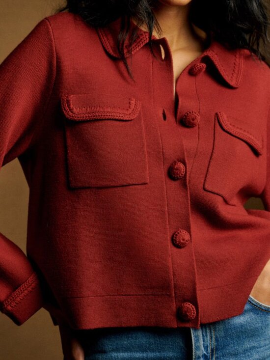 Sezane Sweaters - Sezane Betty Cardigan - Terracotta Crochet - XS